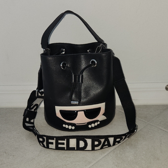 Karl Lagerfeld Handbags - Karl Lagerfeld Black and Pink Bucket Bag